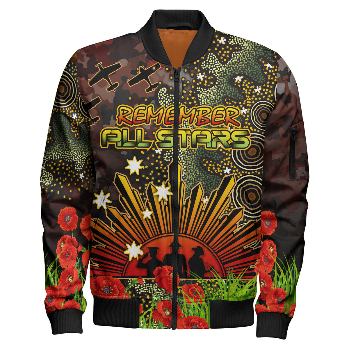 all-stars-rugby-bomber-jacket-custom-anzac-all-stars-with-remembrance-poppy-and-indigenous-patterns-bomber-jacket