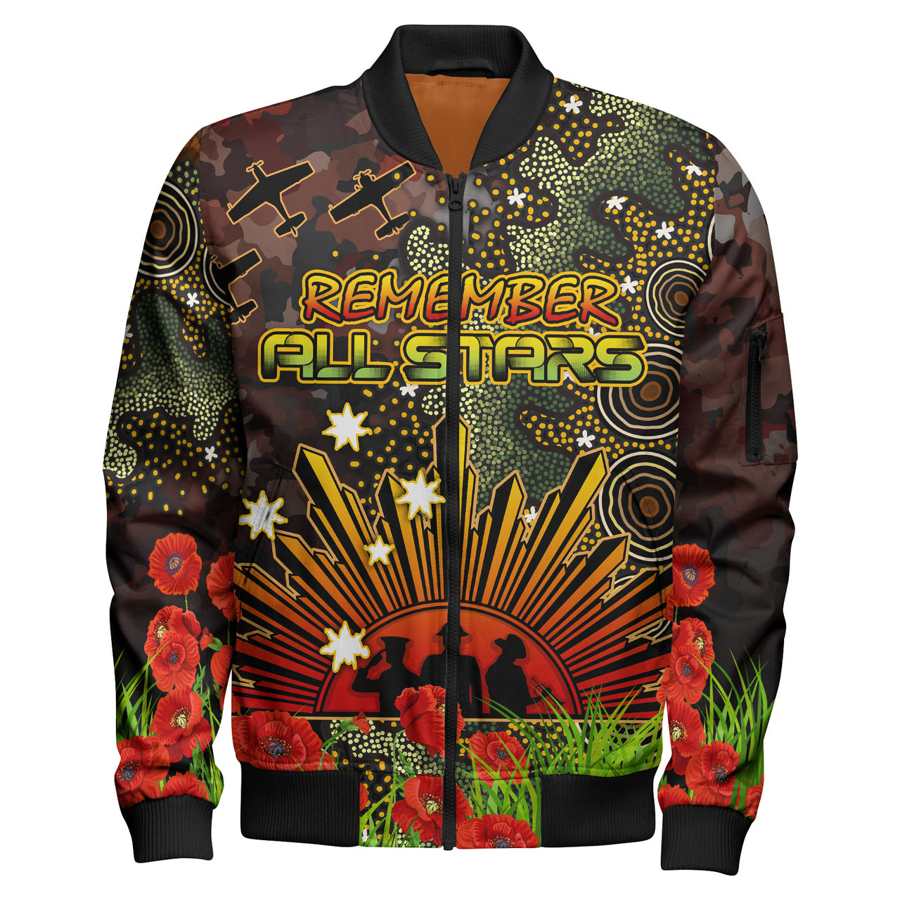 all-stars-rugby-bomber-jacket-custom-anzac-all-stars-with-remembrance-poppy-and-indigenous-patterns-bomber-jacket