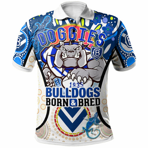 bulldogs-rugby-polo-shirt-custom-bulldogs-mascot-with-aboriginal-art-personalised-player-and-number-polo-shirt