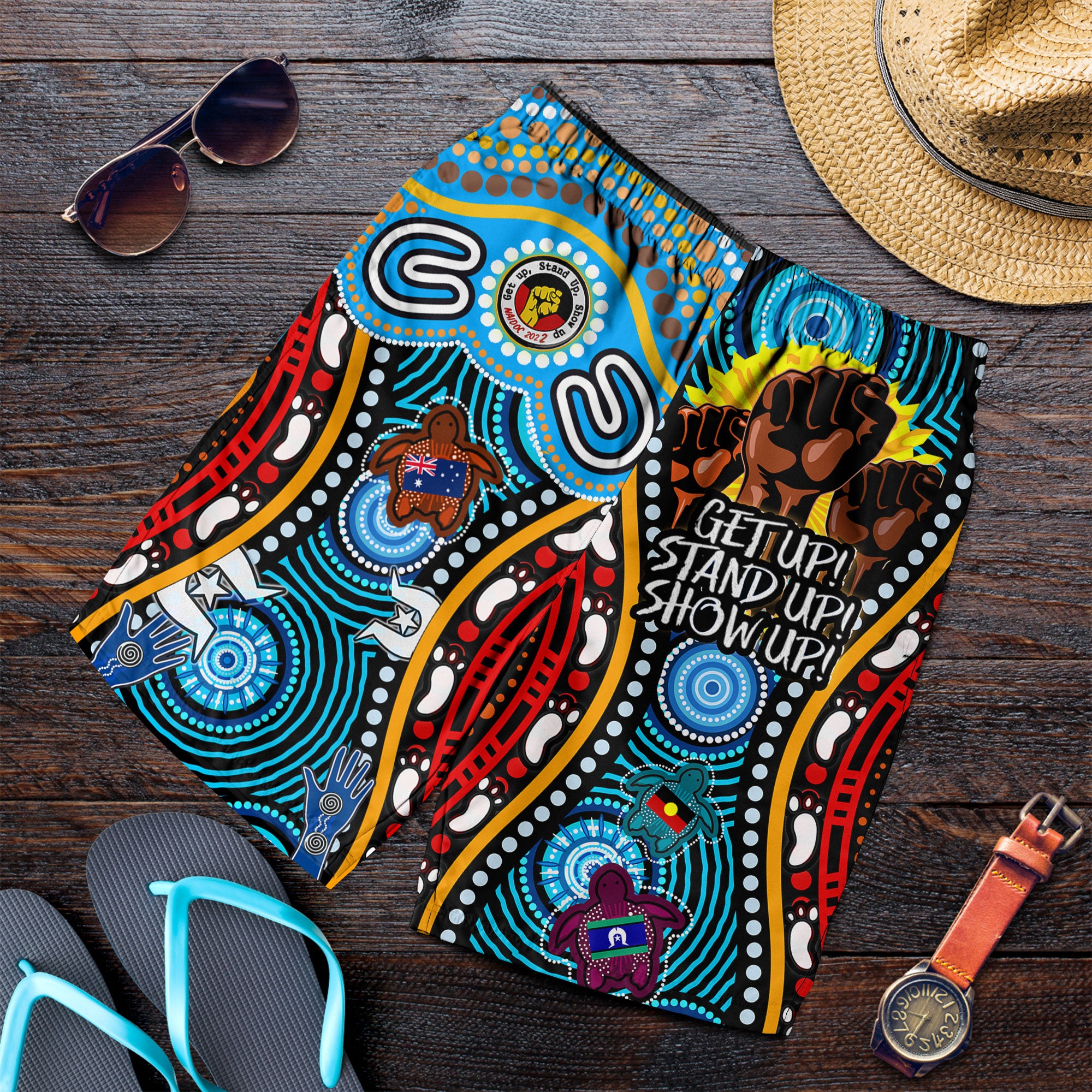 australia-naidoc-week-2022-custom-men-short-aboriginal-inspired-and-torres-strait-islander-get-up-stand-up-show-up