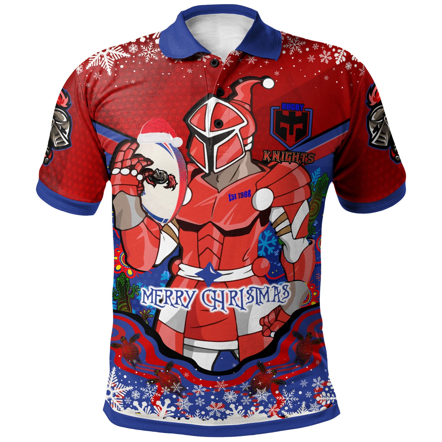 knights-rugby-christmas-polo-shirt-custom-merry-christmas-newcastle-knights-indigenous-polo-shirt