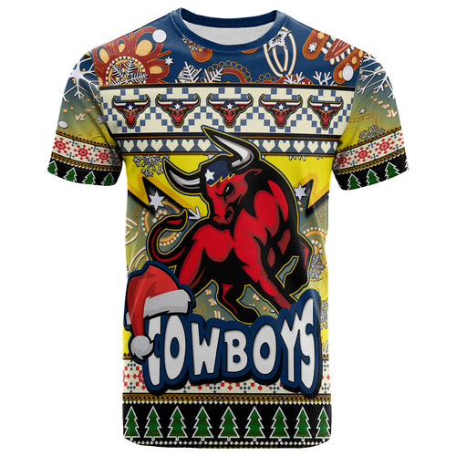 cowboys-rugby-christmas-t-shirt-custom-xmas-cowboys-christmas-balls-snowflake-with-aboriginal-patterns-t-shirt