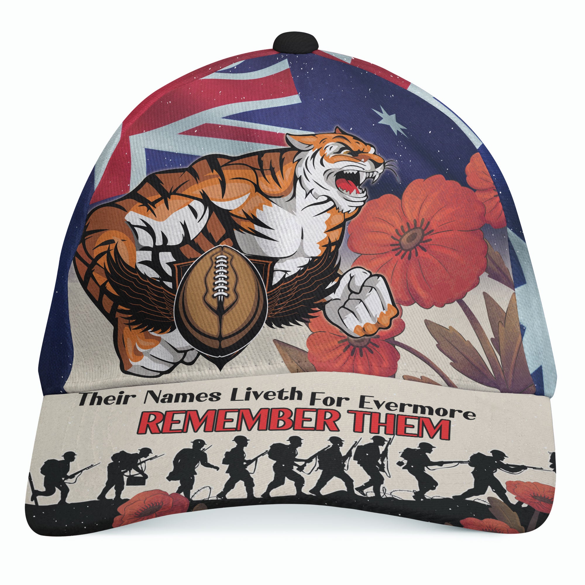 tigers-rugby-cap-custom-remember-them-red-poppy-flowers-cap