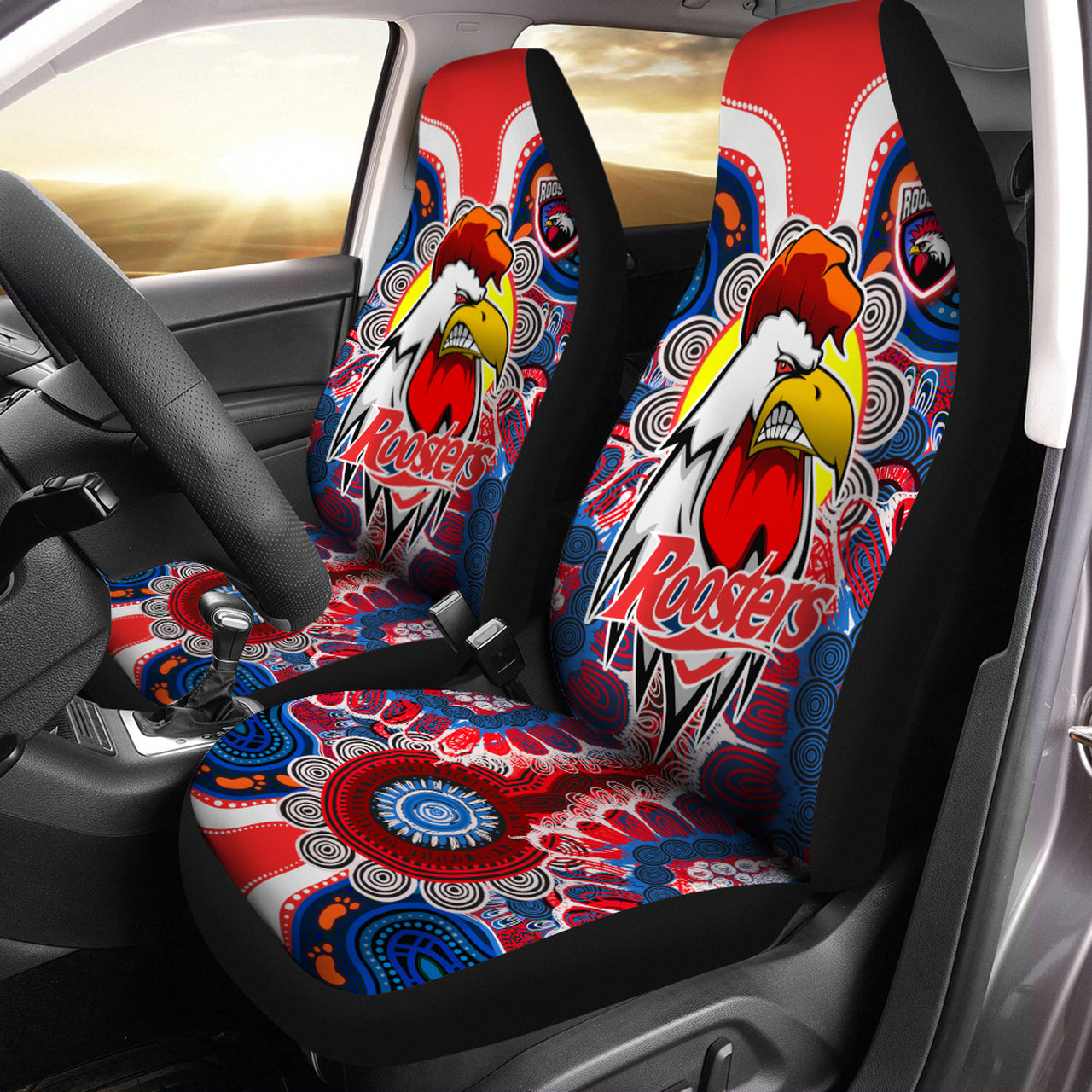roosters-indigenous-rugby-custom-car-seat-cover-protection-under-the-sun
