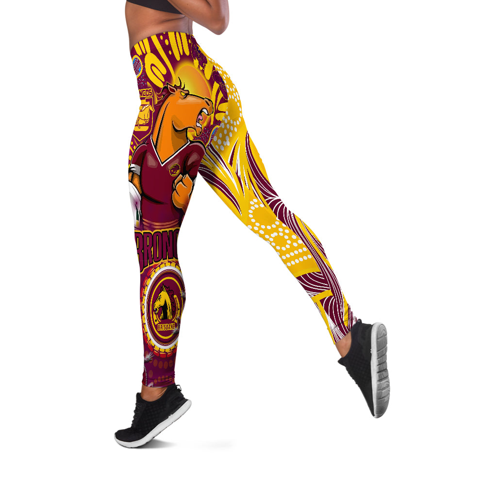 brisbane-broncos-rugby-leggings-broncos-mascot-with-aboriginal-art-leggings