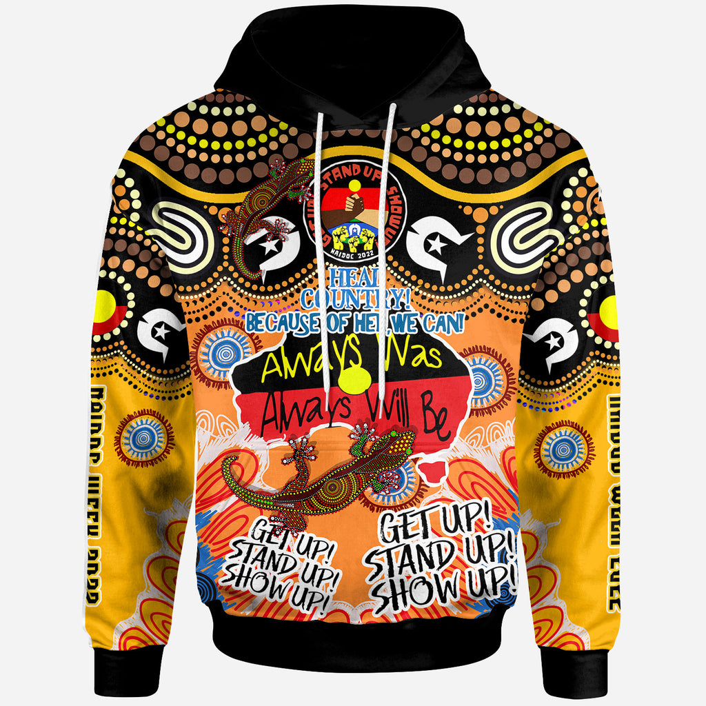 australia-naidoc-week-2023-custom-hoodie-naidoc-week-2023-timeline-with-aboriginal-inspired-dot-art-painting-and-aussie-gecko
