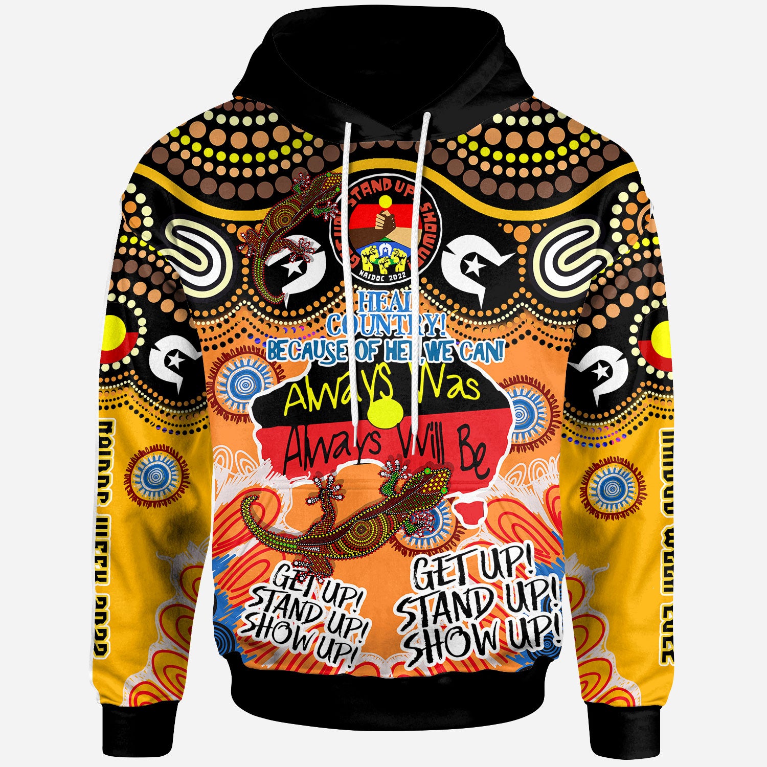australia-naidoc-week-2023-custom-hoodie-naidoc-week-2023-timeline-with-aboriginal-inspired-dot-art-painting-and-aussie-gecko