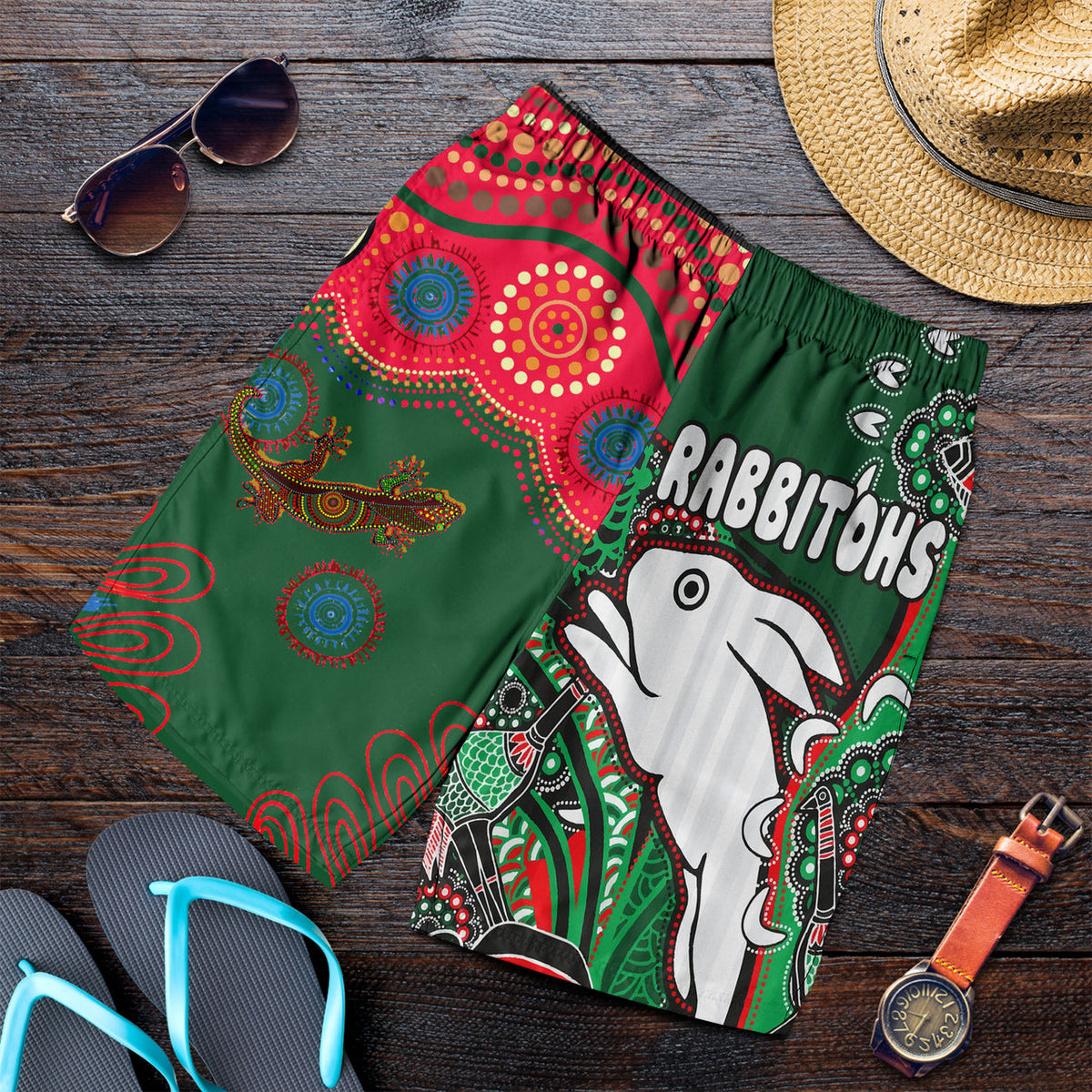 south-sydney-rabbitohs-rugby-custom-men-short-indigenous-dreaming-rabbitohs