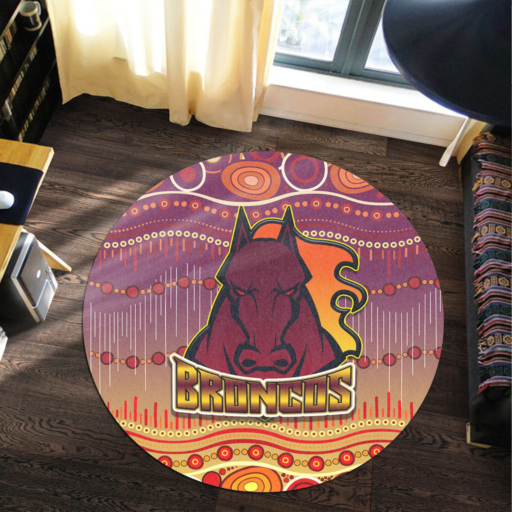 broncos-rugby-round-rug-horse-aboriginal-patterns-round-rug