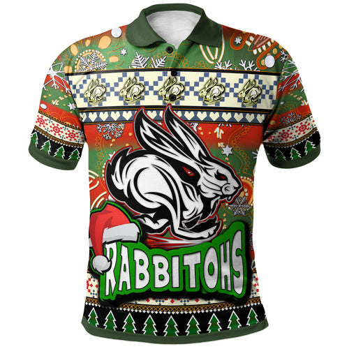 rabbitohs-rugby-christmas-polo-shirt-custom-xmas-rabbitohs-christmas-balls-snowflake-with-aboriginal-patterns-polo-shirt