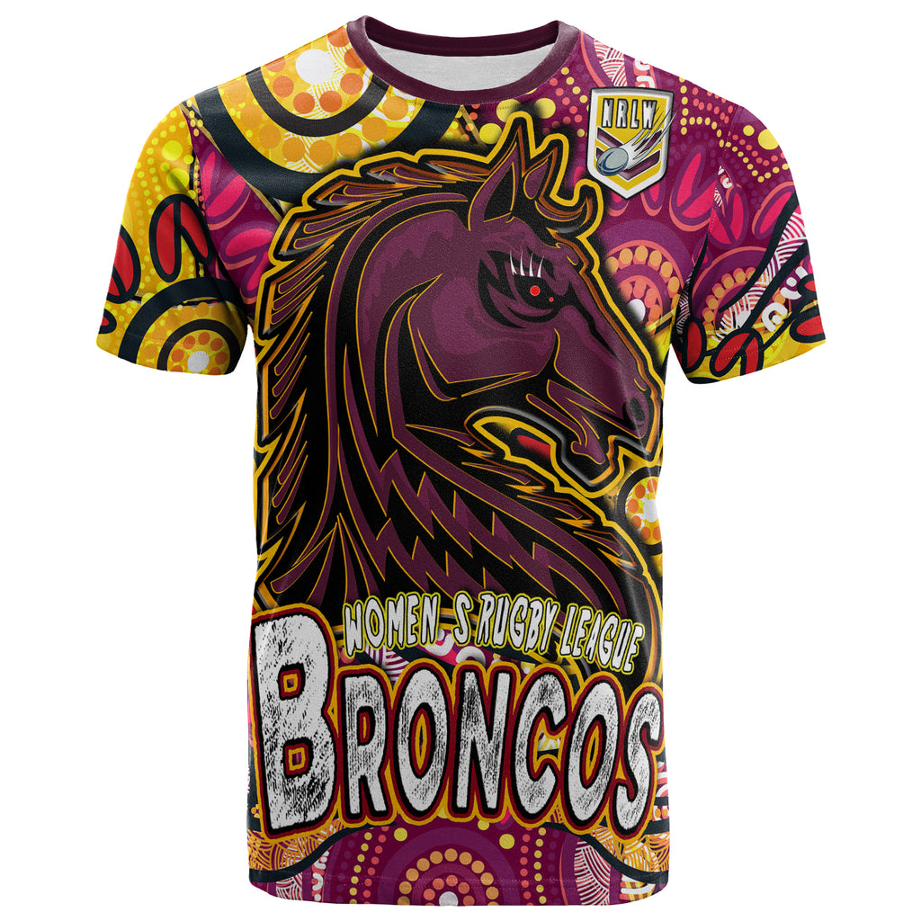 nrlw-broncos-rugby-t-shirt-custom-broncos-rugby-womens-rugby-league-aboriginal-dot-painting-t-shirt