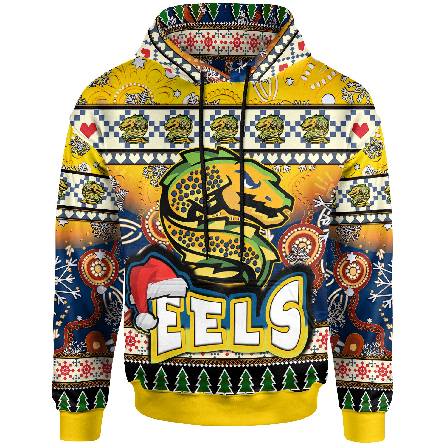 eels-rugby-christmas-hoodie-custom-xmas-eels-christmas-balls-snowflake-with-aboriginal-patterns-hoodie
