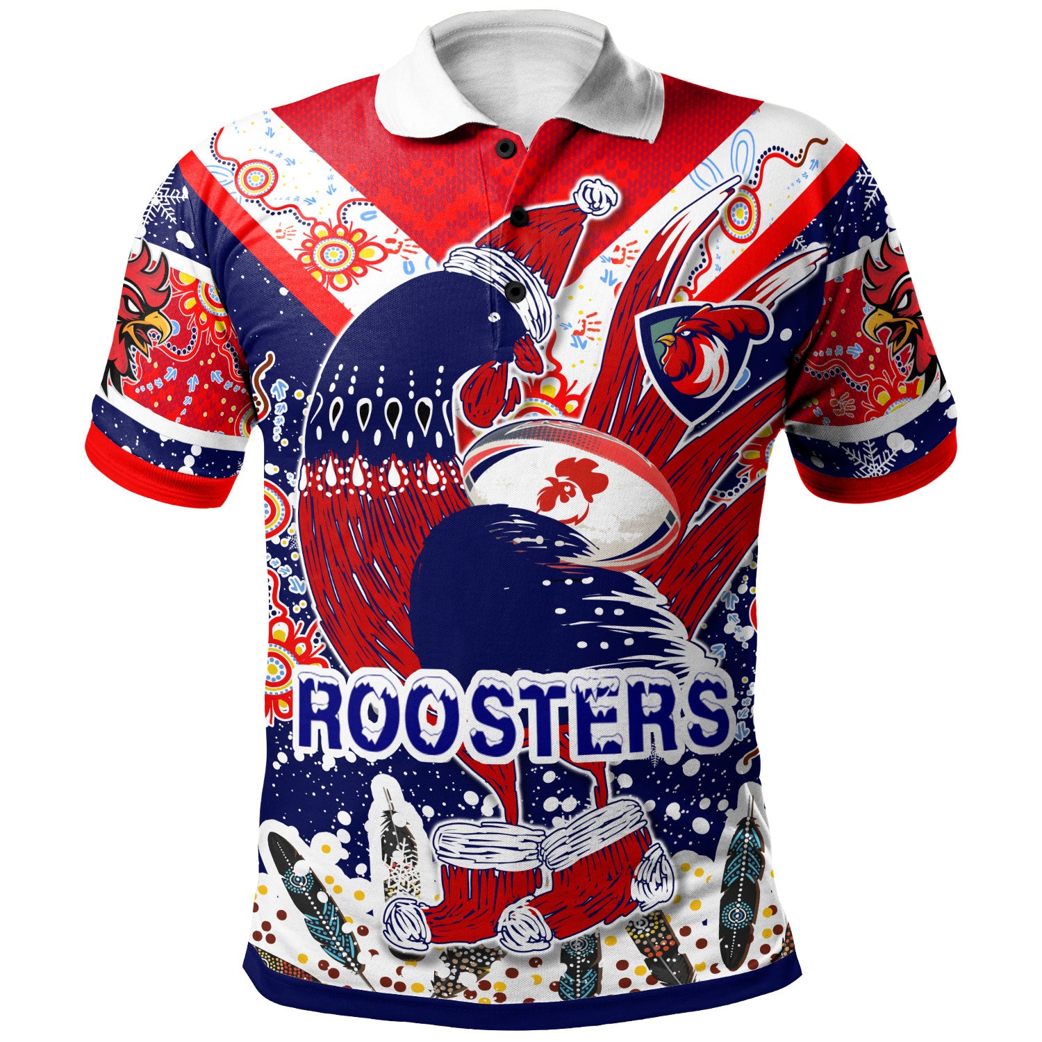 roosters-rugby-christmas-polo-shirt-custom-merry-christmas-sydney-roosters-indigenous-polo-shirt