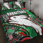 south-sydney-rabbitohs-rugby-custom-quilt-bed-set-indigenous-dreaming-rabbitohs