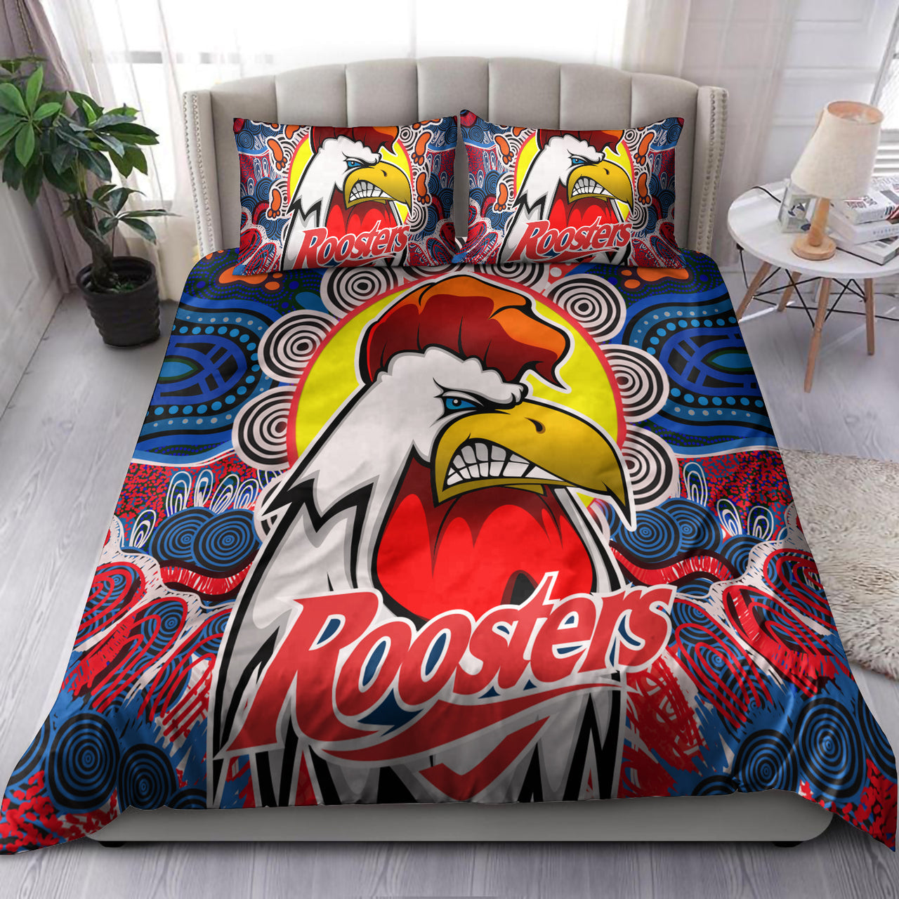roosters-indigenous-rugby-custom-bedding-set-protection-under-the-sun