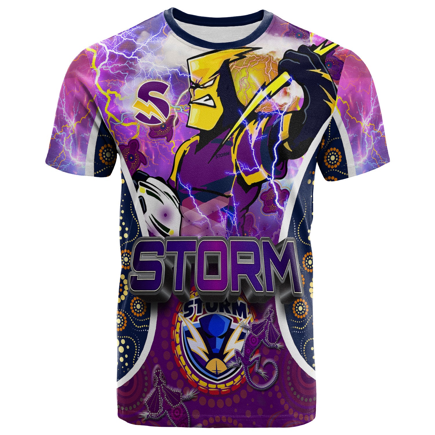 storm-rugby-t-shirt-custom-storm-man-thunder-power-mascot-with-aboriginal-culture-personalised-name-and-number-t-shirt