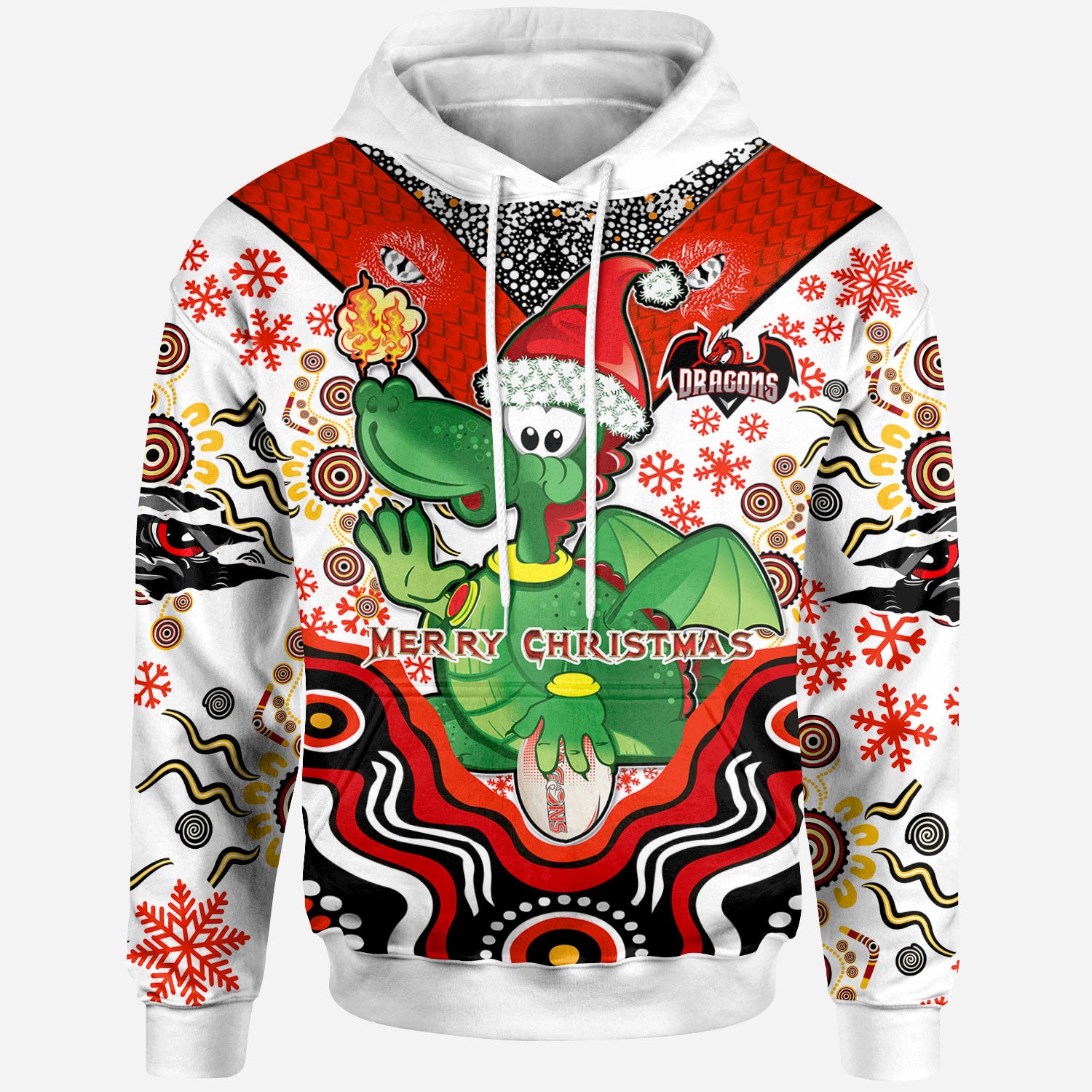 st-george-rugby-christmas-hoodie-custom-christmas-green-dragons-indigenous-hoodie