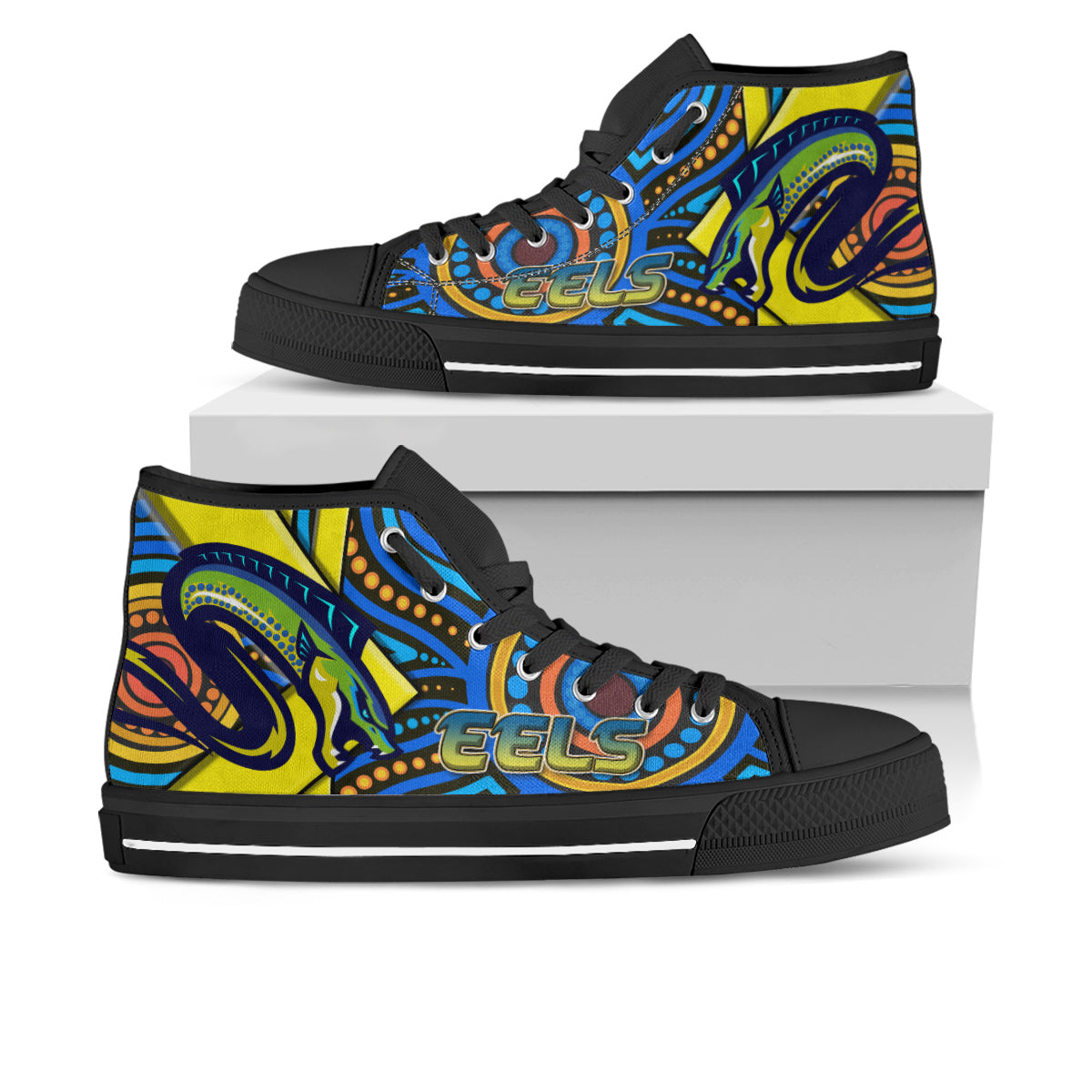 eels-rugby-high-top-shoes-electric-eel-with-aboriginal-patterns