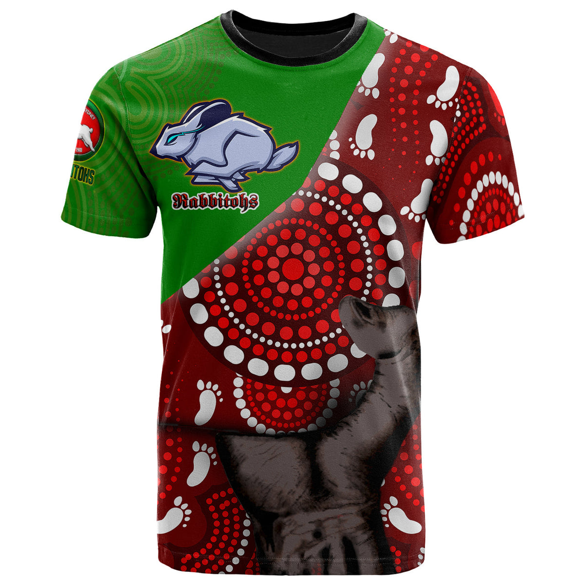 rabbitohs-rugby-aboriginal-custom-patronage-t-shirt-south-sydney-rabbitohs-bloods-in-my-veins