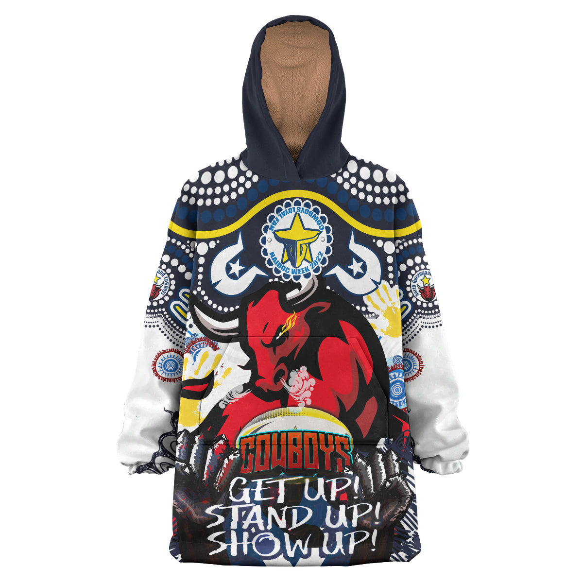 cowboys-rugby-naidoc-week-custom-snug-hoodie-indigenous-north-queensland-cowboys-getting-up-standing-up-and-showing-up-oodie-blanket