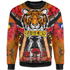 tigers-rugby-anzac-day-sweatshirt-custom-remembrance-west-tigers-with-poppy-flower-watercolour-sweatshirt
