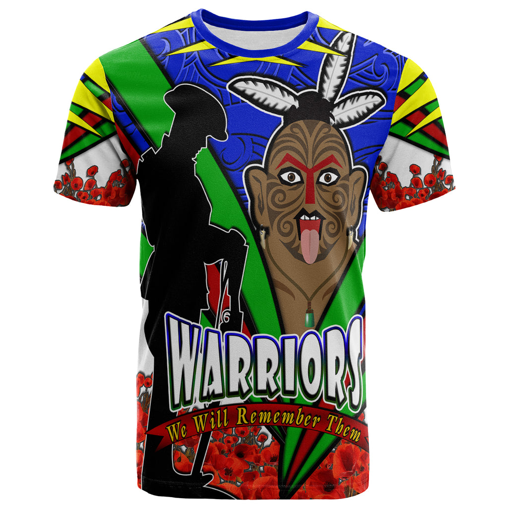 warriors-rugby-t-shirt-custom-warriors-we-will-remember-them-and-poppies-t-shirt