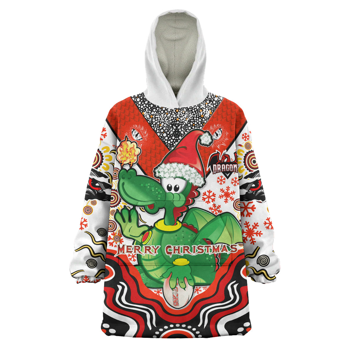 st-george-rugby-christmas-snug-hoodie-custom-christmas-green-dragons-indigenous-wearable-blanket-hoodie