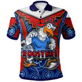 roosters-rugby-polo-shirt-custom-rooster-with-rugby-ball-aboriginal-dot-painting-personalised-player-and-number-polo-shirt