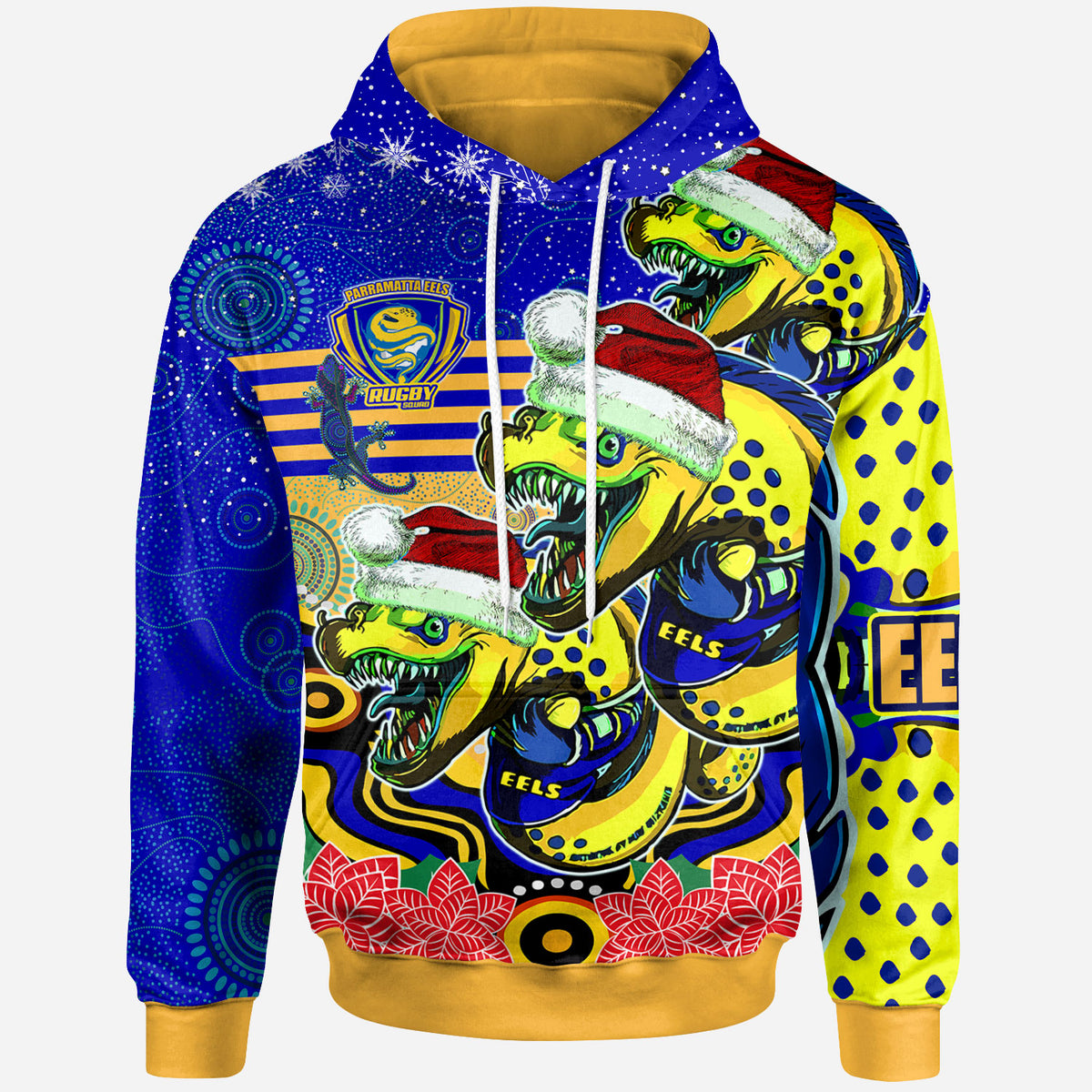 parramatta-eels-rugby-christmas-hoodie-custom-christmas-super-eels-squad-indigenous-hoodie
