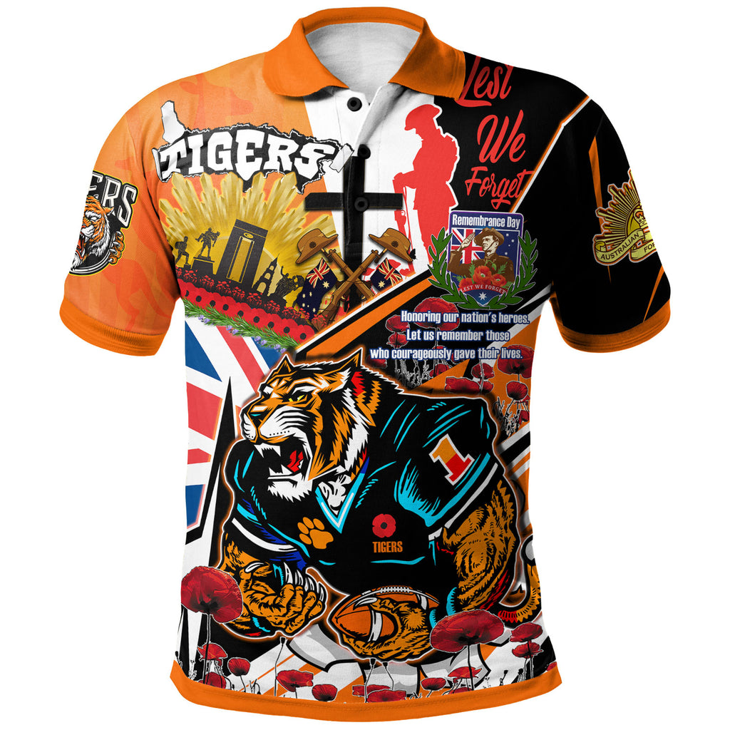 tigers-rugby-polo-shirt-custom-remembrance-tigers-anzac-quote-with-poppy-and-rosemary-polo-shirt