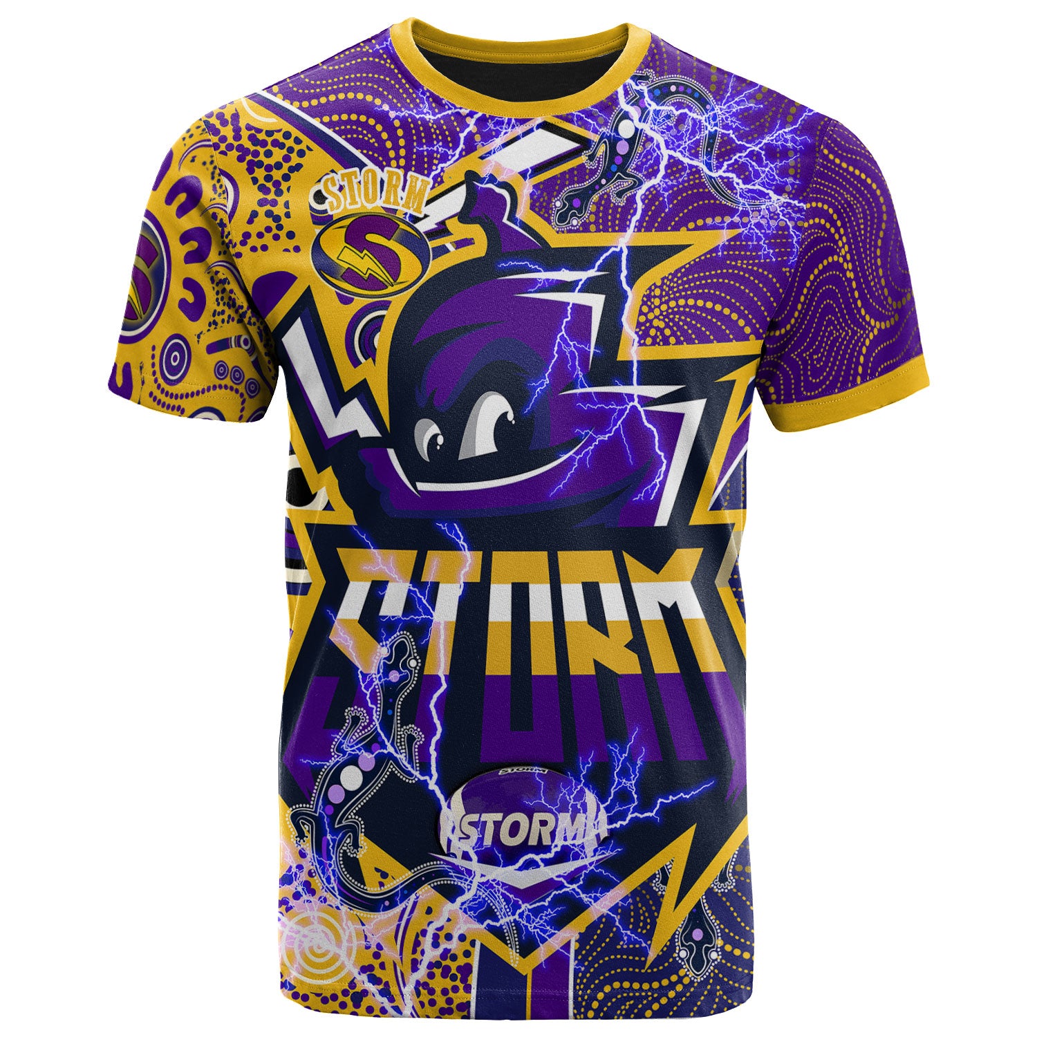 storm-rugby-aboriginal-t-shirt-custom-melbourne-storm-mascot-with-aussie-lizards-and-rugby-ball-t-shirt