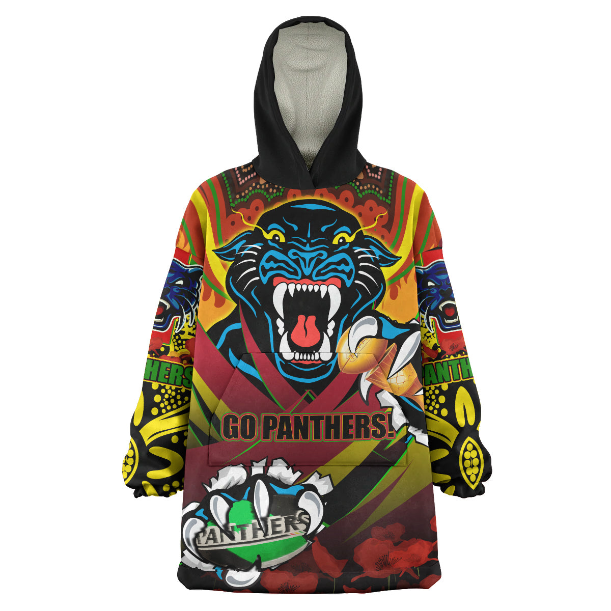 panthers-premierships-rugby-snug-hoodie-custom-go-panthers-champion-claw-scratch-aboriginal-culture-oodie-blanket