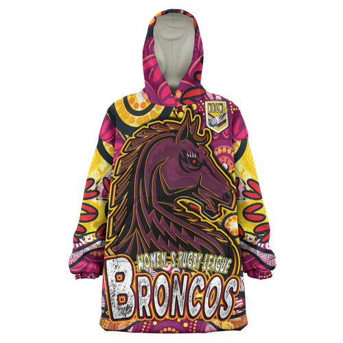 nrlw-broncos-rugby-snug-hoodie-custom-broncos-rugby-womens-rugby-league-aboriginal-dot-painting-woman-oodie-blanket