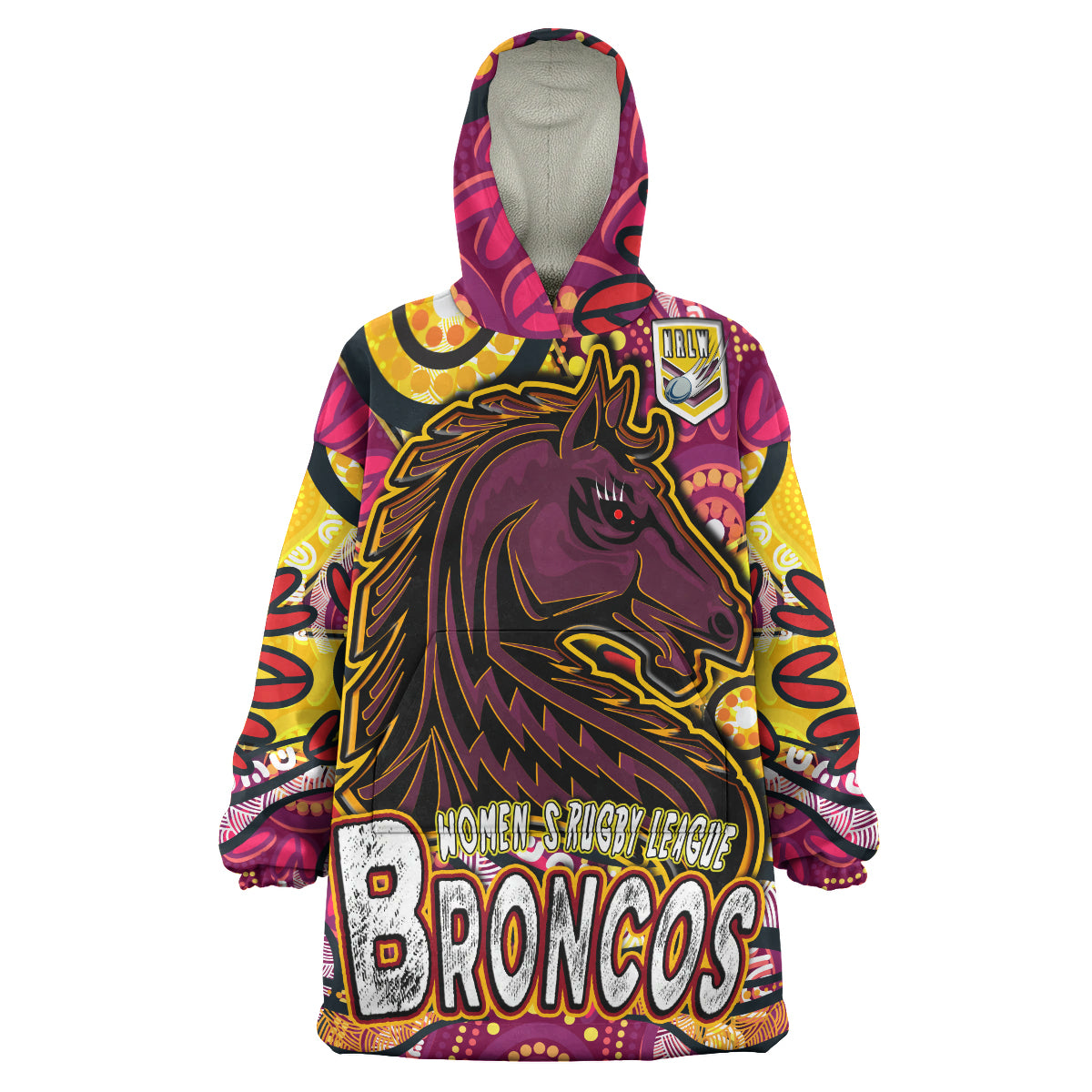 nrlw-broncos-rugby-snug-hoodie-custom-broncos-rugby-womens-rugby-league-aboriginal-dot-painting-woman-oodie-blanket