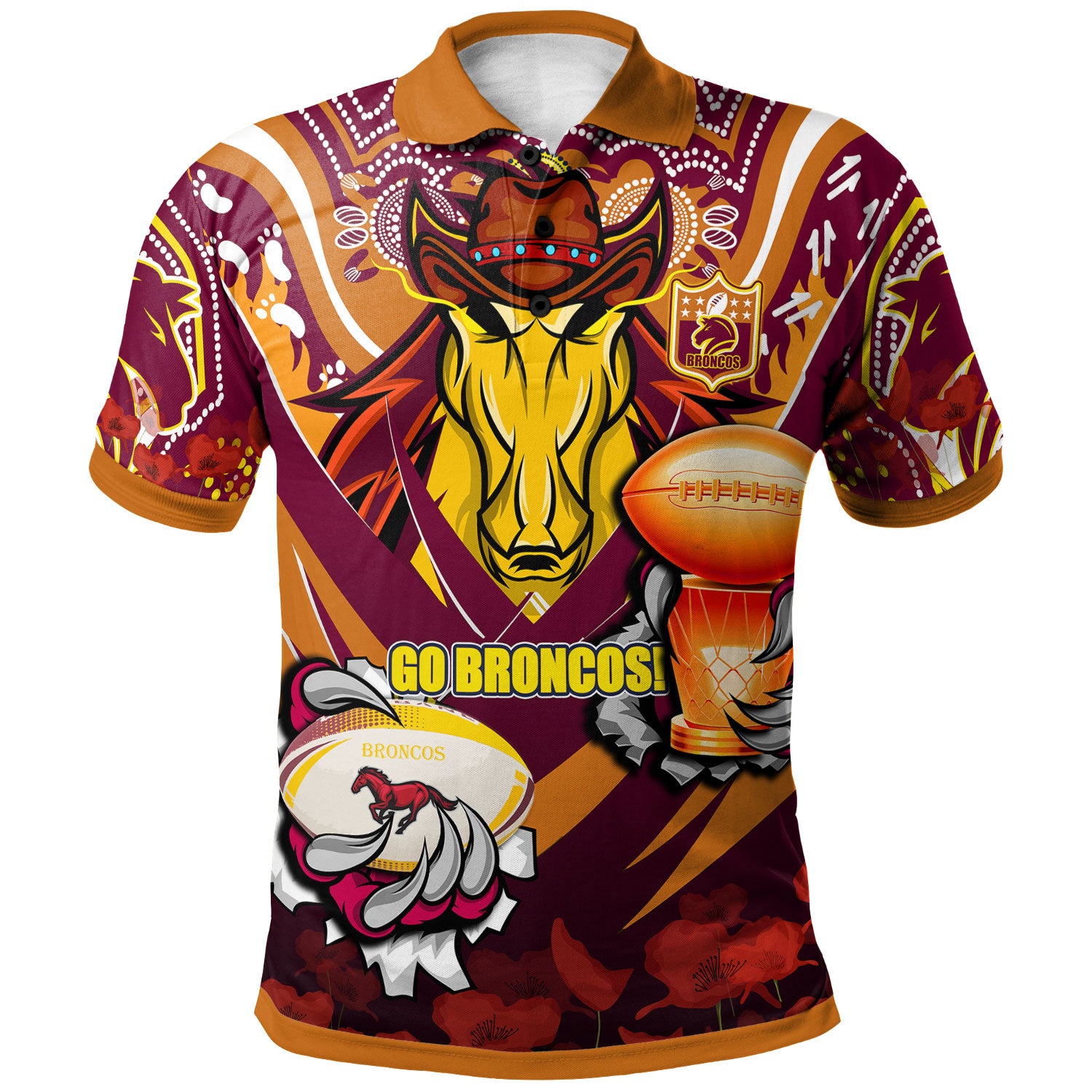 broncos-premierships-rugby-polo-shirt-custom-go-broncos-champion-claw-scratch-aboriginal-culture-polo-shirt