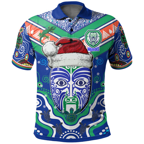 warriors-rugby-christmas-polo-shirt-custom-merry-new-zealand-warriors-christmas-indigenous-polo-shirt