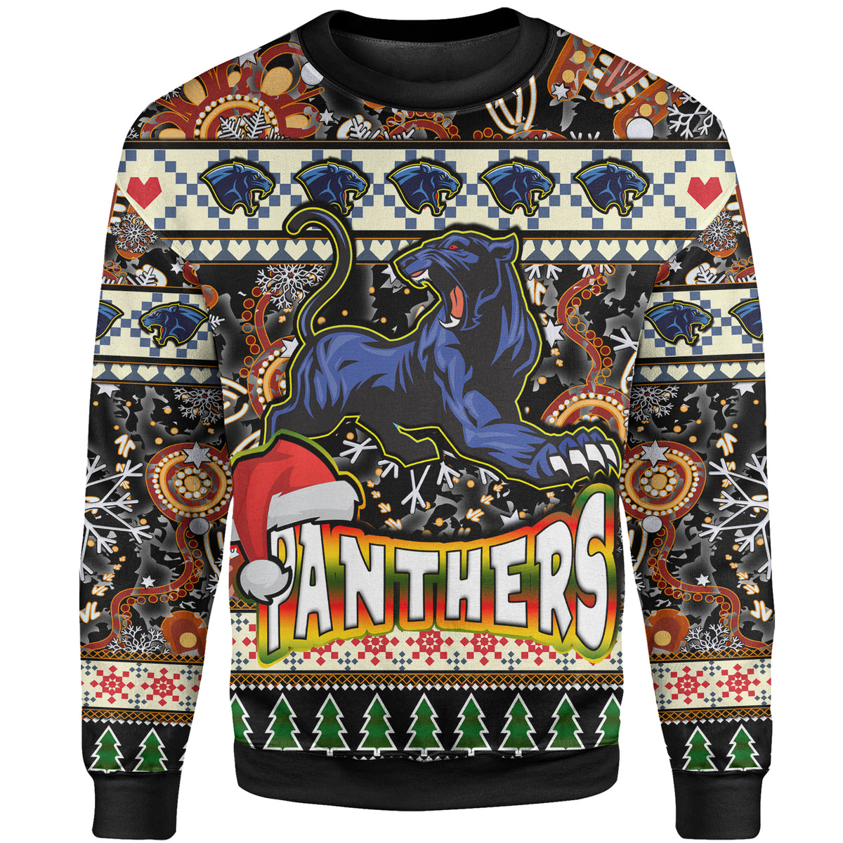 panthers-rugby-christmas-sweatshirt-custom-xmas-panthers-christmas-balls-snowflake-with-aboriginal-patterns-sweatshirt