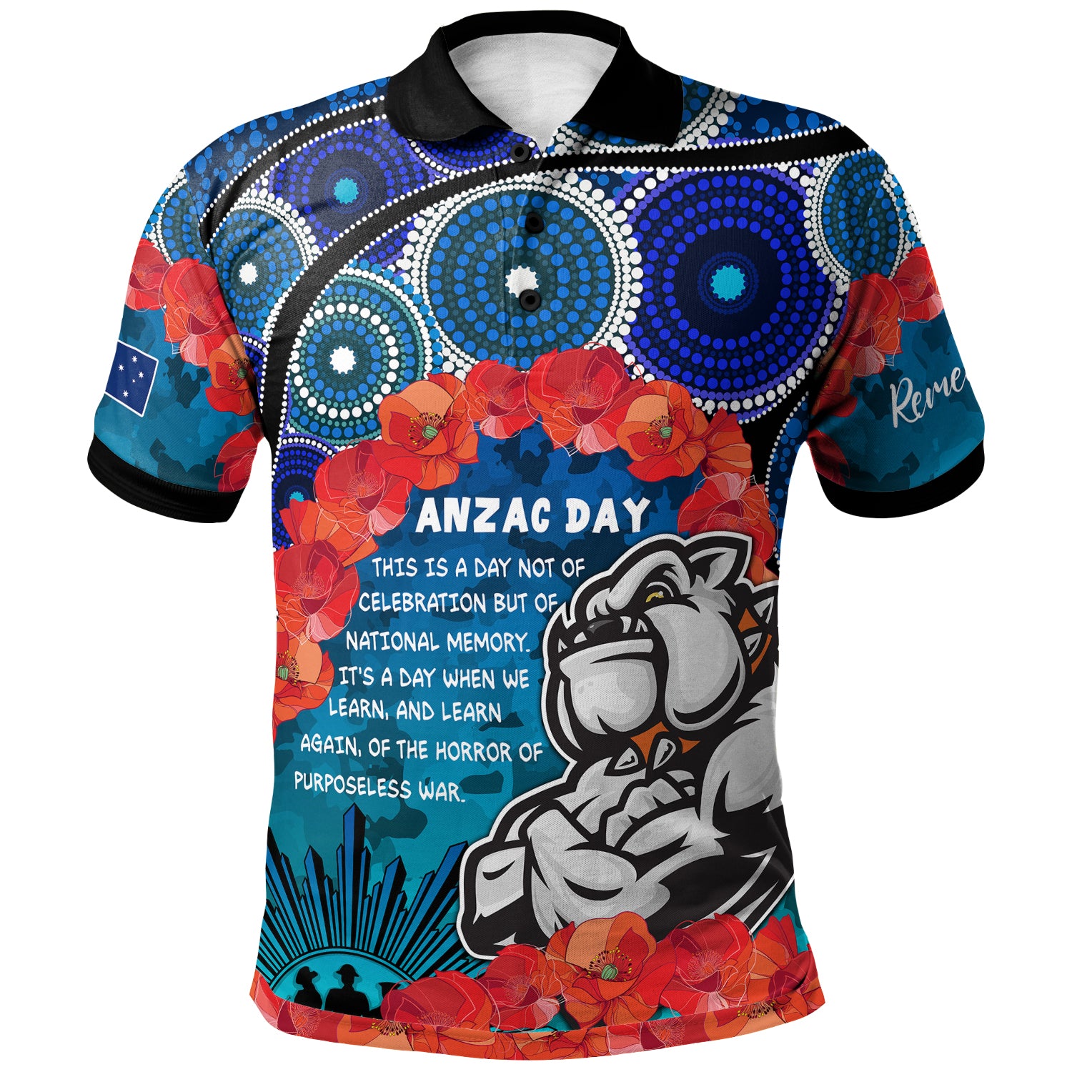 canterbury-bankstown-anzac-custom-polo-shirt-aussie-anzac-bulldog-polo-shirt