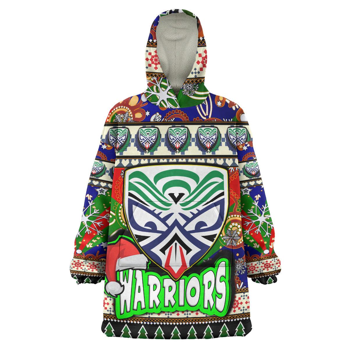 warriors-rugby-christmas-snug-hoodie-custom-xmas-warriors-christmas-balls-snowflake-with-aboriginal-patterns-wearable-blanket-hoodie