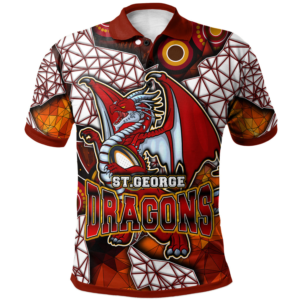 st-george-rugby-polo-shirt-custom-dragon-fire-rugby-with-aboriginal-art-personalised-player-and-number-polo-shirt