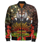 tigers-rugby-bomber-jacket-custom-anzac-tigers-with-remembrance-poppy-and-indigenous-patterns-bomber-jacket