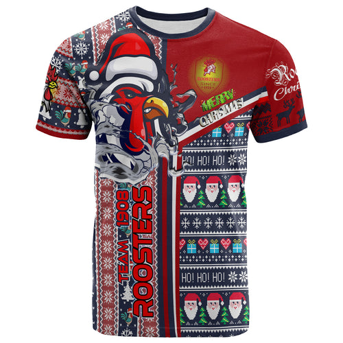 roosters-rugby-christmas-t-shirt-custom-scratch-roosters-snowflakes-ho-ho-ho-personalized-name-and-number-t-shirt