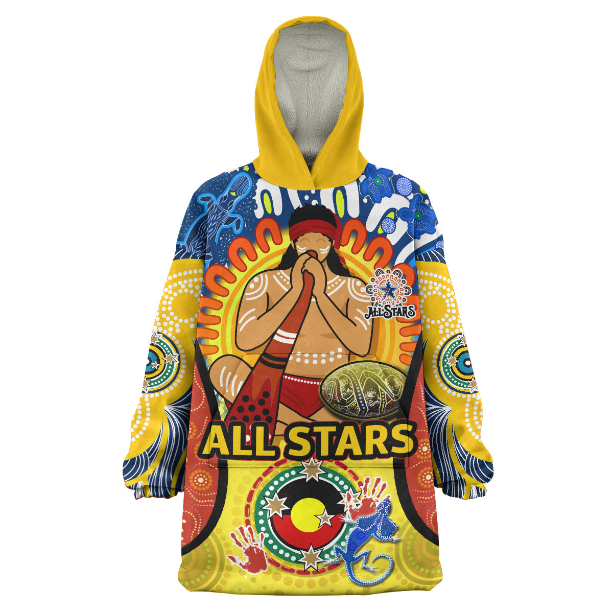 indigenous-all-stars-rugby-league-snug-hoodie-custom-indigenous-dreamtime-team-with-didgeridoo-and-aboriginal-flag-oodie-blanket