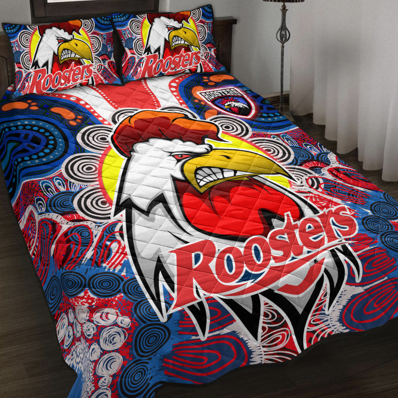 roosters-indigenous-rugby-custom-quilt-bed-set-protection-under-the-sun