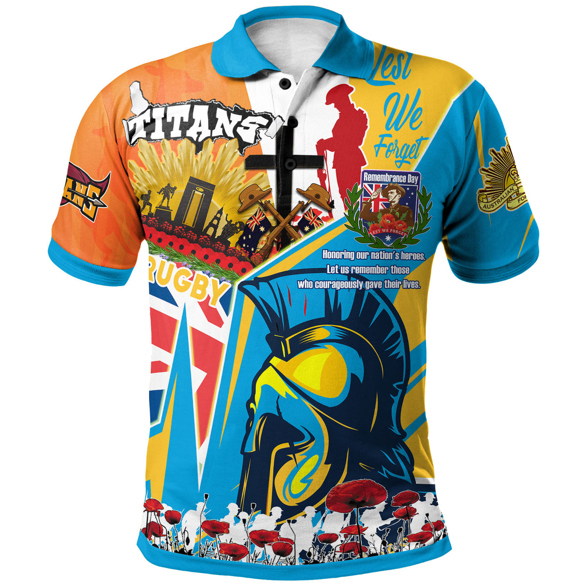 titans-rugby-polo-shirt-custom-remembrance-titans-anzac-quote-with-poppy-and-rosemary-polo-shirt