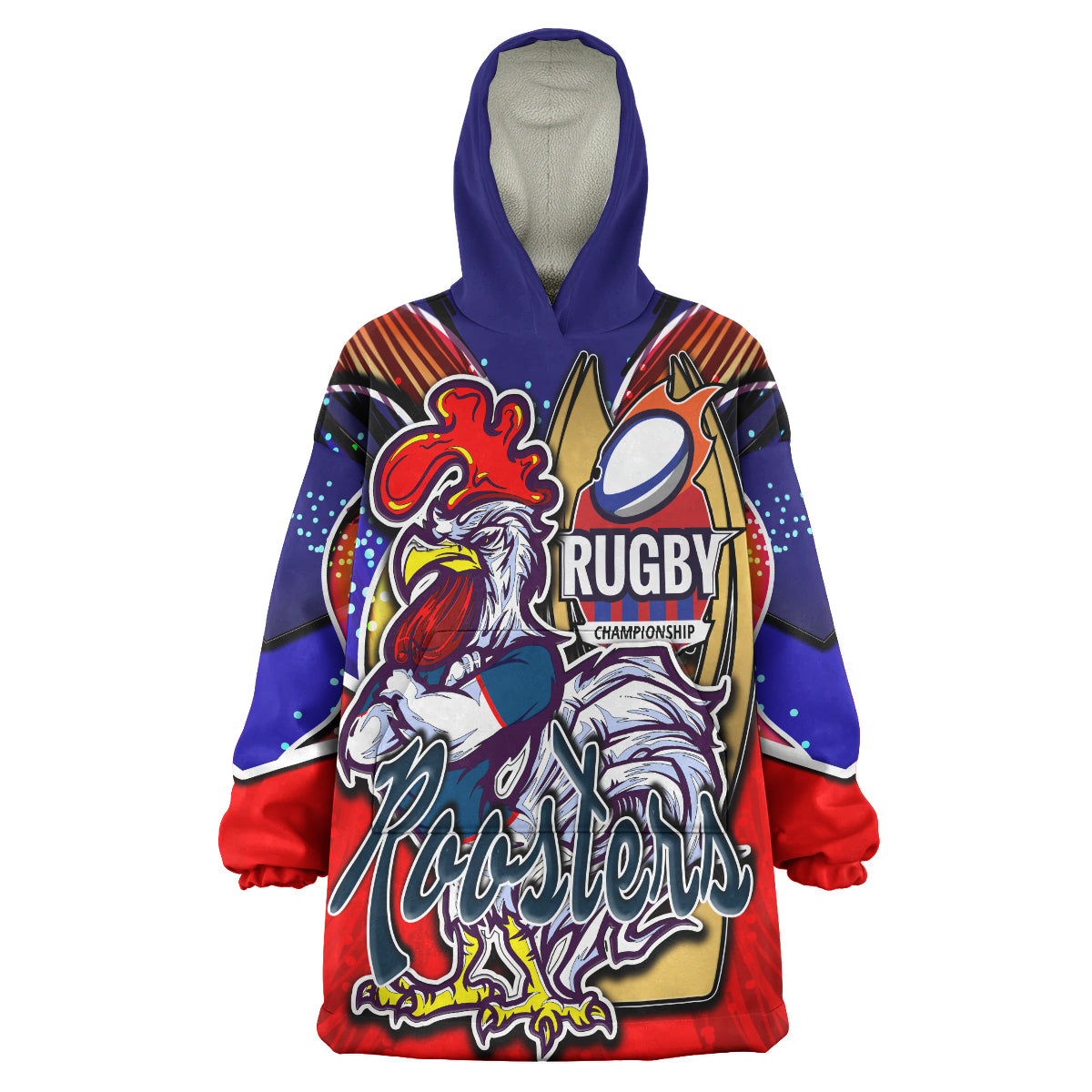 roosters-rugby-snug-hoodie-custom-rooster-mascot-with-cup-nrl-grand-final-player-and-number-oodie-blanket