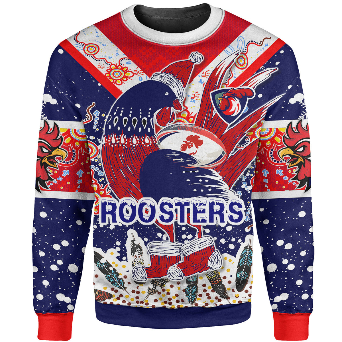 roosters-rugby-christmas-sweatshirt-custom-merry-christmas-sydney-roosters-indigenous-sweatshirt