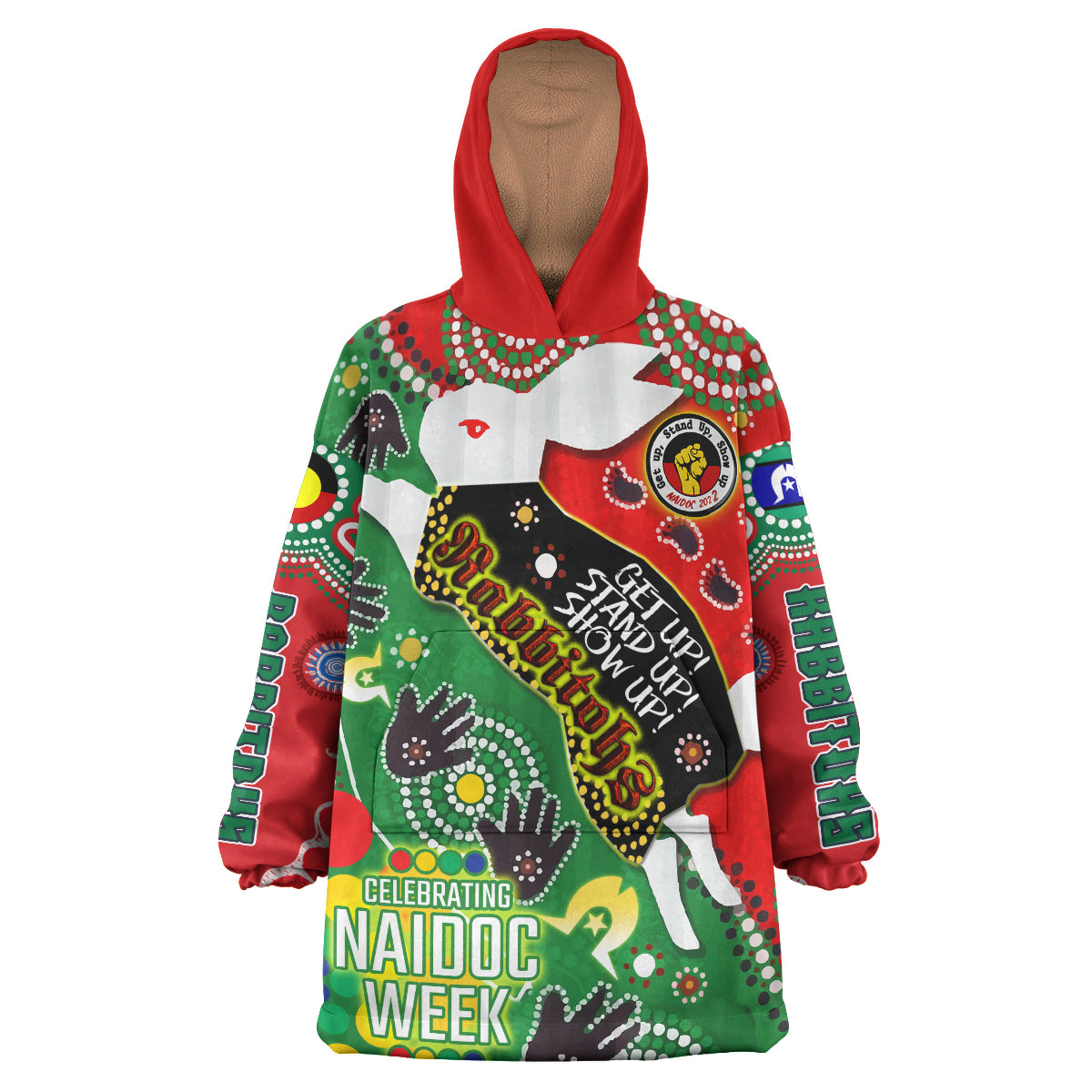 rabbitohs-rugby-naidoc-week-watercolour-snug-hoodie-rabbitohs-getting-up-standing-up-showing-up-oodie-blanket