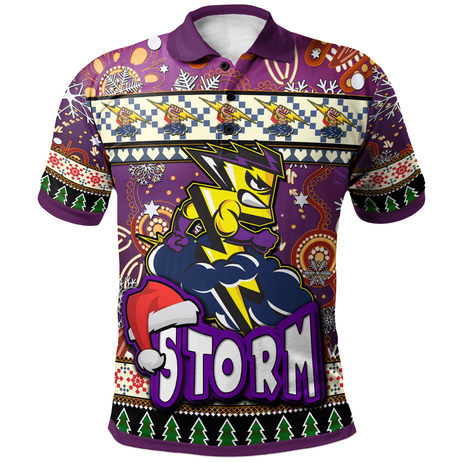 storm-rugby-christmas-polo-shirt-custom-xmas-storm-christmas-balls-snowflake-with-aboriginal-patterns-polo-shirt