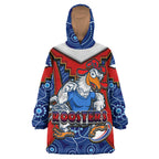 roosters-rugby-snug-hoodie-custom-rooster-with-rugby-ball-aboriginal-dot-painting-personalised-player-and-number-oodie-blanket